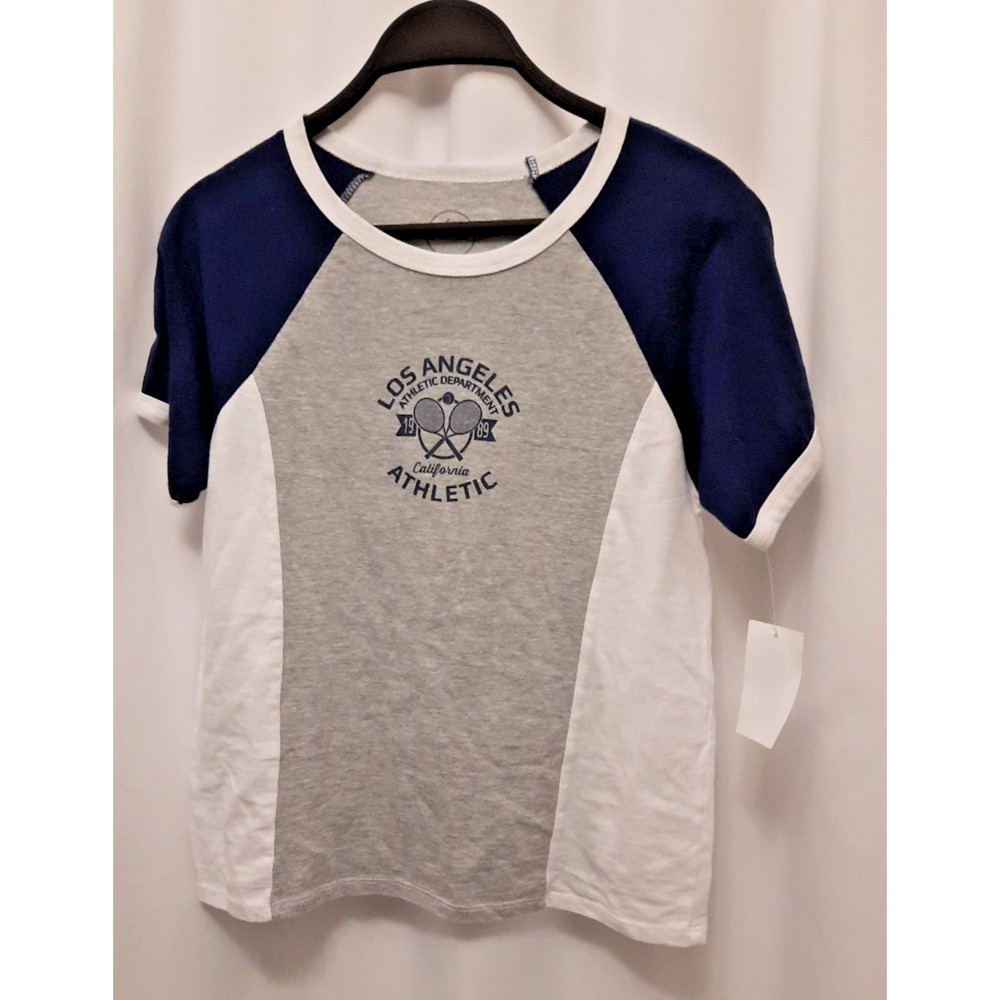 HiRes M Womens Nwt Los Angeles Athletic Dept Heather Gray White Blue T Shirt